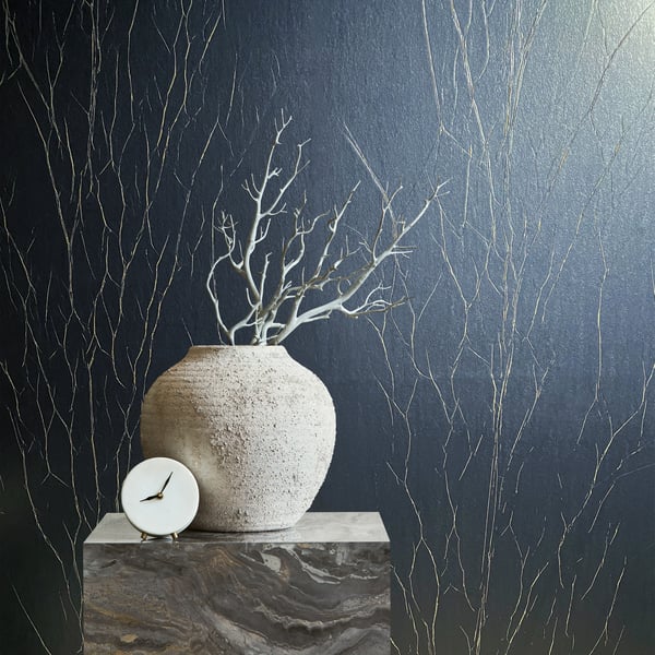63426 -  Wallpaper Collection - Blue Gold Colours - Crinkle  Design