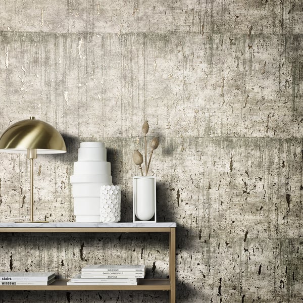99121 -  Wallpaper Collection - Greige Colours - Aged Concrete Design