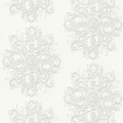 Galerie Wallcoverings Product Code 10154-31 - Elle Decoration Wallpaper Collection - Cream Light Silver Colours - Baroque Damask Design