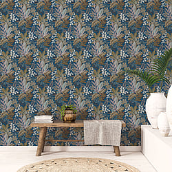 Galerie Wallcoverings Product Code 18509 - Into The Wild Wallpaper Collection - Blue Colours - Foliage Design