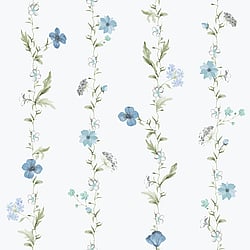Galerie Wallcoverings Product Code 1902-1 - Spring Blossom Wallpaper Collection - Blue Green White Colours - VERTICAL GARDEN Design
