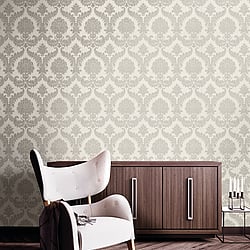 Galerie Wallcoverings Product Code: 23601 - Classic Italian Wallpaper Collection Galerie Wallcoverings Product Code 23601 - Classic Italian Wallpaper Collection - Silver Grey Colours - A traditional damask on a woven effect background, giving a classical, formal edge to any interior scheme. Design