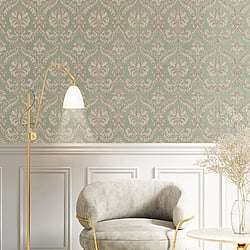 Galerie Wallcoverings Product Code: 23605 - Classic Italian Wallpaper Collection Galerie Wallcoverings Product Code 23605 - Classic Italian Wallpaper Collection - Blue Beige Colours - A traditional damask on a woven effect background, giving a classical, formal edge to any interior scheme. Design