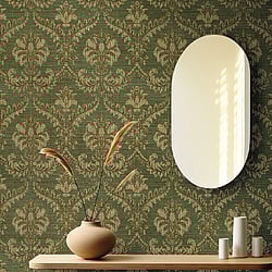 Galerie Wallcoverings Product Code: 23607 - Classic Italian Wallpaper Collection Galerie Wallcoverings Product Code 23607 - Classic Italian Wallpaper Collection - Green Colours - A traditional damask on a woven effect background, giving a classical, formal edge to any interior scheme. Design