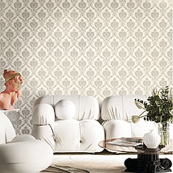 Galerie Wallcoverings Product Code: 23641 - Classic Italian Wallpaper Collection Galerie Wallcoverings Product Code 23641 - Classic Italian Wallpaper Collection - Silver Grey Colours - A damask with a stylised, contemporary edge. Less floral and more geometric, but still with the overall traditional sumptuousness of a classic damask. Design