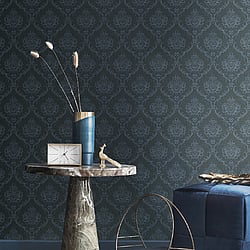 Galerie Wallcoverings Product Code: 23649 - Classic Italian Wallpaper Collection Galerie Wallcoverings Product Code 23649 - Classic Italian Wallpaper Collection - Blue Colours - A damask with a stylised, contemporary edge. Less floral and more geometric, but still with the overall traditional sumptuousness of a classic damask. Design