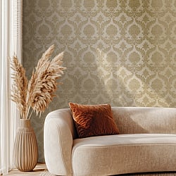 Galerie Wallcoverings Product Code: 25722 - Cottage Chic Wallpaper Collection Galerie Wallcoverings Product Code 25722 - Cottage Chic Wallpaper Collection - Beige Colours - A traditional damask on a woven effect background, giving a classical, formal edge to any interior scheme Design