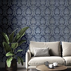 Galerie Wallcoverings Product Code 28809 - Italian Style Wallpaper Collection - Blue Colours - DAMASCO THEMA Design