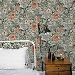 Galerie Wallcoverings Product Code 33001 - Apelviken 2 Wallpaper Collection - Green Orange Colours - Anemone Design