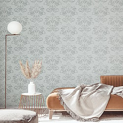 Galerie Wallcoverings Product Code 34014 - Hotel Wallpaper Collection - Grey, Silver Colours - A textured damask Design