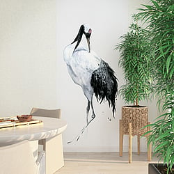Galerie Wallcoverings Product Code 34594 - Kumano Wallpaper Collection - White, Black Colours - Painted Crane Mural Design