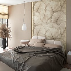Galerie Wallcoverings Product Code 34597 - Kumano Wallpaper Collection - Beige Colours - Repeatable Palm Leaf Mural Design