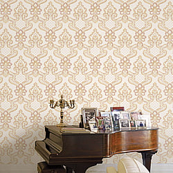 Galerie Wallcoverings Product Code 42504 - Opulence Wallpaper Collection - Pink Gold Colours - Luxury Italian Damask Design