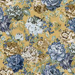 Galerie Wallcoverings Product Code 42536 - Opulence Wallpaper Collection - Mustard Yellow Blue Colours - Italian Floral Design
