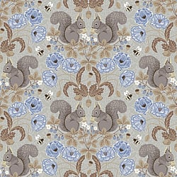 Galerie Wallcoverings Product Code 44121 - Apelviken 2 Wallpaper Collection - Beige Blue Colours - Squirrels and Strawberries Design