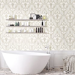 Galerie Wallcoverings Product Code 4600 - Italian Glamour Wallpaper Collection - Neutral Colours - Damask over Stripe Design