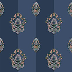 Galerie Wallcoverings Product Code 4627 - Italian Glamour Wallpaper Collection - Blue Colours - Damask Stripe Design