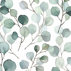 Galerie Wallcoverings Product Code 47420 - Flora Wallpaper Collection - White, Green Colours - Eucalyptus Design