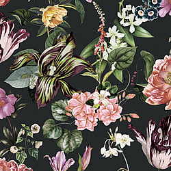 Galerie Wallcoverings Product Code 47460 - Flora Wallpaper Collection - Schwarz, Rose, Green Colours - Floral Rhapsody Design