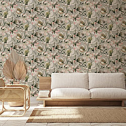 Galerie Wallcoverings Product Code 47464 - Flora Wallpaper Collection - Beige, White, Orange Colours - Cherry Blossom Design