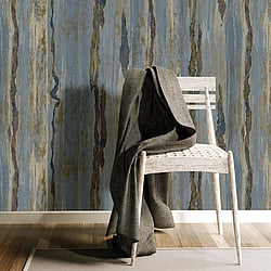 Galerie Wallcoverings Product Code 49364 - Stratum Wallpaper Collection - blue gold Colours - Verticale Design