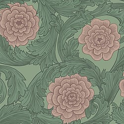 Galerie Wallcoverings Product Code 51011 - Blomstermala Wallpaper Collection - Green Pink Colours - Big Bloom Design