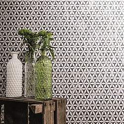 Galerie Wallcoverings Product Code 58105 - Geo Wallpaper Collection - Black Grey Silver Gold Colours - Geo Flower Design