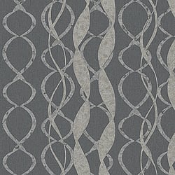 Galerie Wallcoverings Product Code 58119 - Geo Wallpaper Collection - Black Gold Silver Colours - Geo Swirl Design