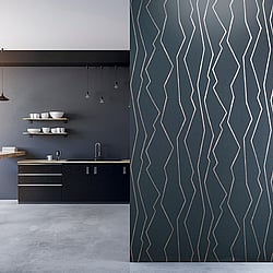 Galerie Wallcoverings Product Code 64636 - Slow Living Wallpaper Collection - Navy Silver Blue Colours - Connection Night Blue Design