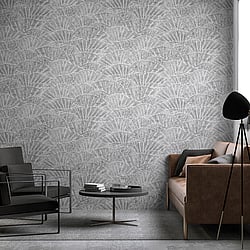 Galerie Wallcoverings Product Code 65002 - Feel Wallpaper Collection - Grey Silver Colours - Seashell Design