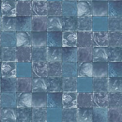 Galerie Wallcoverings Product Code 7347 - Evergreen Wallpaper Collection - Navy Colours - Aqua Tile Design