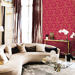 Galerie Wallcoverings Product Code 95505 - Ornamenta Wallpaper Collection - Red Gold Colours - Toscano Damask Design