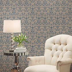Galerie Wallcoverings Product Code 95546 - Ornamenta 2 Wallpaper Collection - Beige Blue Colours - Toscano Damask Design