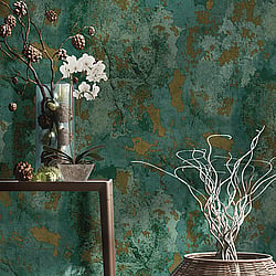 Galerie Wallcoverings Product Code 9785 - Italian Textures 2 Wallpaper Collection - Dark Green Gold Colours - Distressed Texture Design