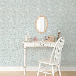 Galerie Wallcoverings Product Code AF37728 - Abby Rose 4 Wallpaper Collection - Turquoise Grey Colours - Ornamental Paisley Design
