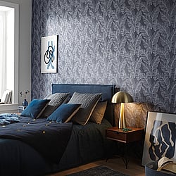 Galerie Wallcoverings Product Code AM30013 - Amazonia Wallpaper Collection - Blue Silver Colours - Quill Design