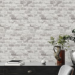 Galerie Wallcoverings Product Code BB51118 - The Bricks And More Wallpaper Collection - Grey White Colours - Brickshire Residents Motif Design