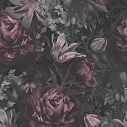 Galerie Wallcoverings Product Code BW51004 - Blooming Wild Wallpaper Collection - Grey Black Pink Colours - Antique Floral Motif Design