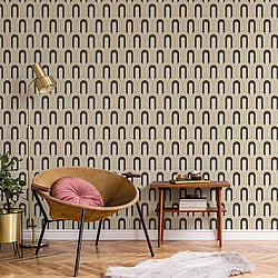 Galerie Wallcoverings Product Code CM27034 - Botanica Wallpaper Collection - Yellow Black Colours - Retro Arch Design