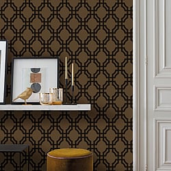 Galerie Wallcoverings Product Code DA23264 - Luxe Wallpaper Collection - Brown Black Colours - Luxe Trellis Design