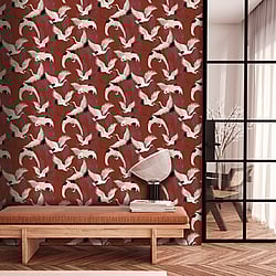 Galerie Wallcoverings Product Code: DW2021 - Designer Walls Wallpaper Collection Galerie Wallcoverings Product Code DW2021 - Designer Walls Wallpaper Collection - Burgundy Colours - Cranes Design