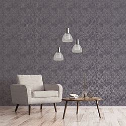 Galerie Wallcoverings Product Code DWP0246-01 - Emporium Wallpaper Collection - Purple Silver Colours - Aged Quatrefoil Design