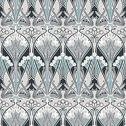 Galerie Wallcoverings Product Code ET12404 - Arts And Crafts Wallpaper Collection - Black Blue Grey Colours - Dragonfly Damask Design