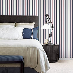 Galerie Wallcoverings Product Code G23061 - Deauville 2 Wallpaper Collection - Navy Blue Red White Colours - Two Colour Stripe Design