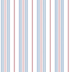 Galerie Wallcoverings Product Code G23065 - Deauville 2 Wallpaper Collection - Sky Blue Red White Colours - Two Colour Stripe Design