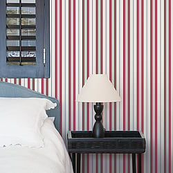 Galerie Wallcoverings Product Code G23066 - Deauville Wallpaper Collection - Red Navy Blue White Colours - Two Colour Stripe Design