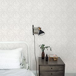 Galerie Wallcoverings Product Code G45013 - Vintage Rose Wallpaper Collection - Grey Colours - Damask Design