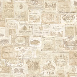 Galerie Wallcoverings Product Code G56174 - Nostalgie Wallpaper Collection - Beige Colours - Wine Labels Design