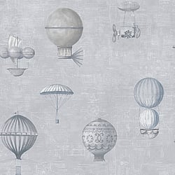Galerie Wallcoverings Product Code G56201 - Steampunk Wallpaper Collection - Silver Grey Colours - Air Ships Design