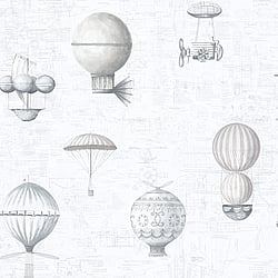Galerie Wallcoverings Product Code G56202 - Steampunk Wallpaper Collection - Silver Grey Colours - Air Ships Design
